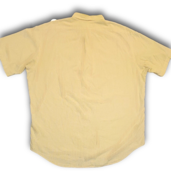 Ralph Lauren Mens' XL Cotton Short Sleeve Yellow Check Button Down Blake Shirt - Picture 7 of 10